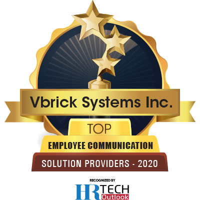 Image of an award that reads "Vbrick Systems Inc. Top Employee Communication Solution Provider 2020" with HRTech logo at the bottom