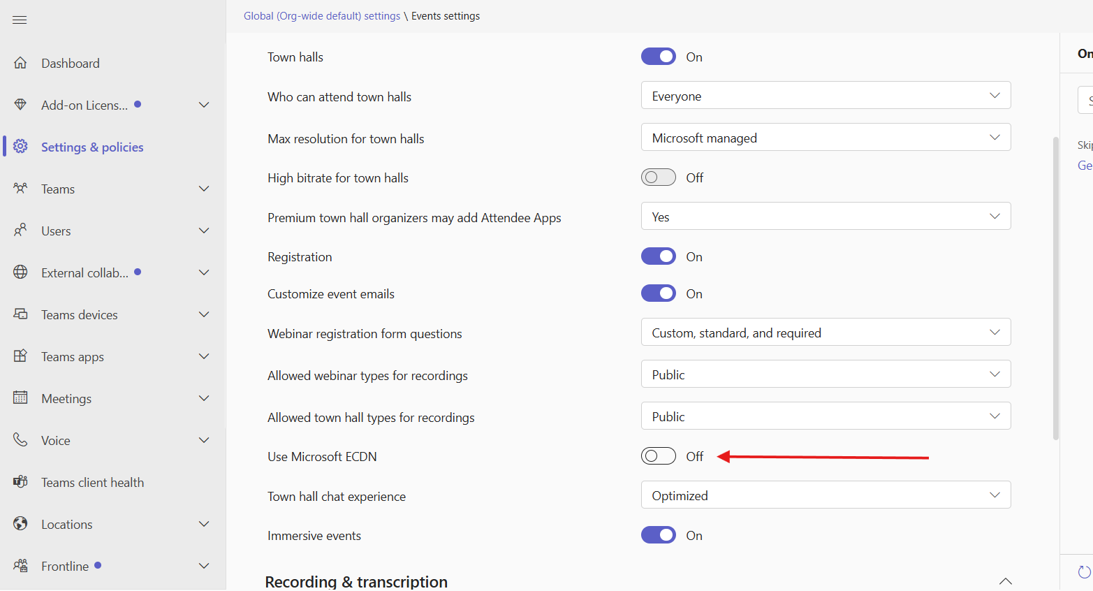 Screenshot depicting desired settings