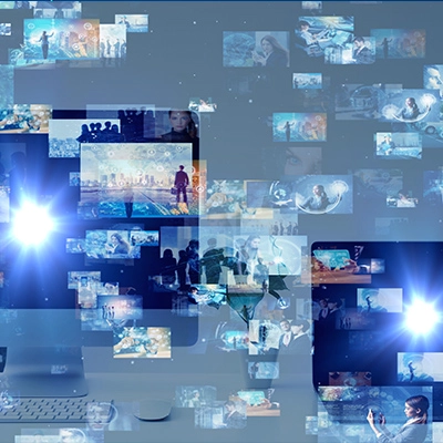 Abstract image of a compilation of multiple screens