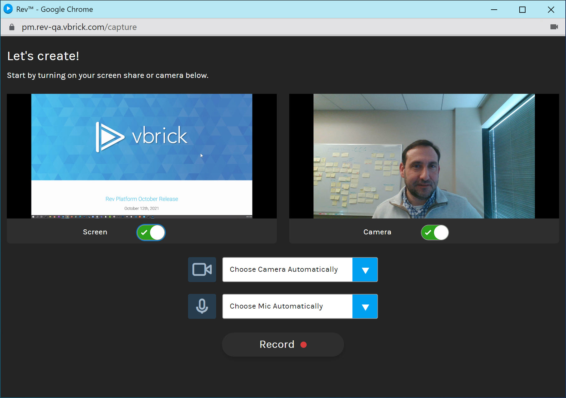 Screenshot of video conference interface - WebRTC recording